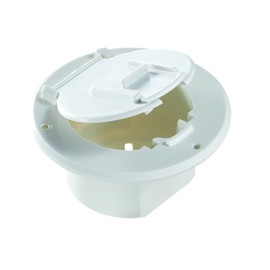 RV Designer B120, Round Electrical Cable Hatch, Basic, Replaceable Lid, 4.3 inch Diameter, Polar White