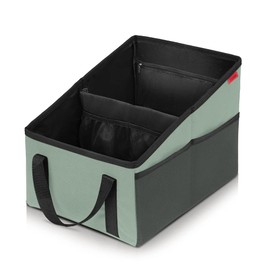 Car Seat Organizer - Passenger Seat Organizer, Collapsible Small Car Seat Storage Organizer for Console Front or Back, Automotive Backseat Organizer with Belt 4 Cup Holders for Kids Accessories, Cyan