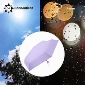 Ruspela Foldable Travel Umbrella - Small Compact Umbrella for Sun and Rain, Windproof, UV Protection with Zip Pocket for Women and Girls, Purple, Medium