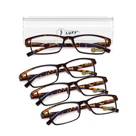 LUFF 4Pcs Anti-Blue-ray Reading Glasses Portable Ultra-Light Readers (3.75X)