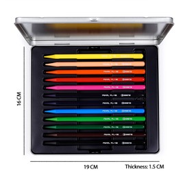 ESENG® Pearl PL-12 Colouring Pencils Set, Full Lead, Wood-Free, Plastic-Free Colours, Drawing Pens Set, Colouring Pencils for Colouring Books, Artists Fret Pens, 12 Metal Case