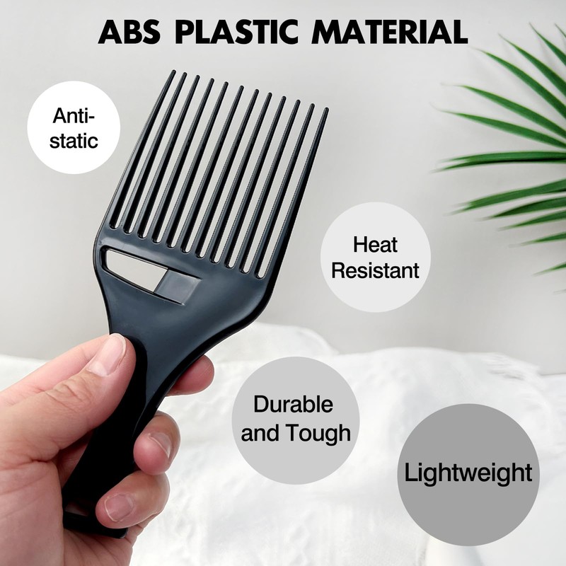 Zoolinn Black Plastic Afro Pick Lift Comb - Set of