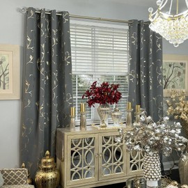 BUHUA Gray Room Darkening Curtains, Insulated Thermal Blackout Curtains, Noise Reducing Panels for Windows, Grommet Thermal Drapes for Living Room, 52W×72L, 2 Panels