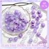 NAISKA 60Pcs Purple Hair Beads for Kids Girls Acrylic Beads