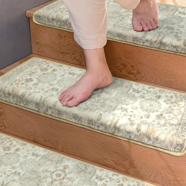 Brakki Bullnose Non-Slip Stair Treads for Wooden Steps, Carpet Stair Treads for Indoor Runner, Pet Friendly Soft Stair Rugs, Edging Stair Protectors Reusable, Washable, 30"x9.5"x1.5" 2pcs, Grey