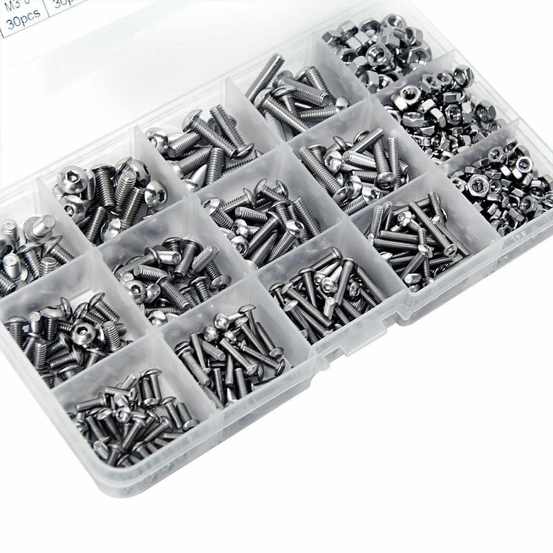 500x M3/M4/M5 Stainless Steel Hex Socket Button Head Bolts Screws