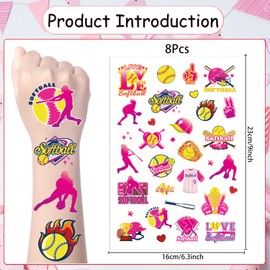 Yoyuspy Softball Temporary Tattoos Decorations - 200+ Softball Birthday Party Decorations Favors Supplies Sports Fake Face Temporary Tattoos Stickers for Girls Boys