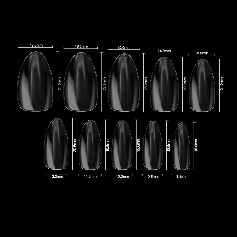 By Vixi 600 pieces MEDIUM ALMOND NAIL SET with FREE