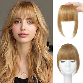 Clip In Bangs Human Hair Bangs French Bangs Clip On Bangs For Women Blonde Bangs Hair Clip Fake Bangs Clip In Bangs Real Human Hair Thick Bangs Hair Bangs Clip In Human Hair(French Bangs,Blonde)
