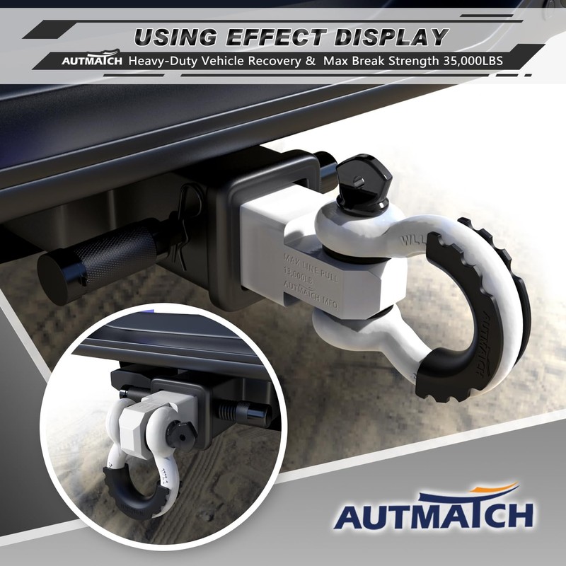 AUTMATCH Shackle Hitch Receiver 2 Inch - 3/4" D Ring