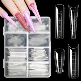 JSRQT Dual Forms Manicure Extension 96 Pieces Nail Tips Clip Shapes Nail Extension Acrylic Clear Artificial False Nail Tips Gel Nail Extension Templates Nail Art Nail Tool 12 Sizes