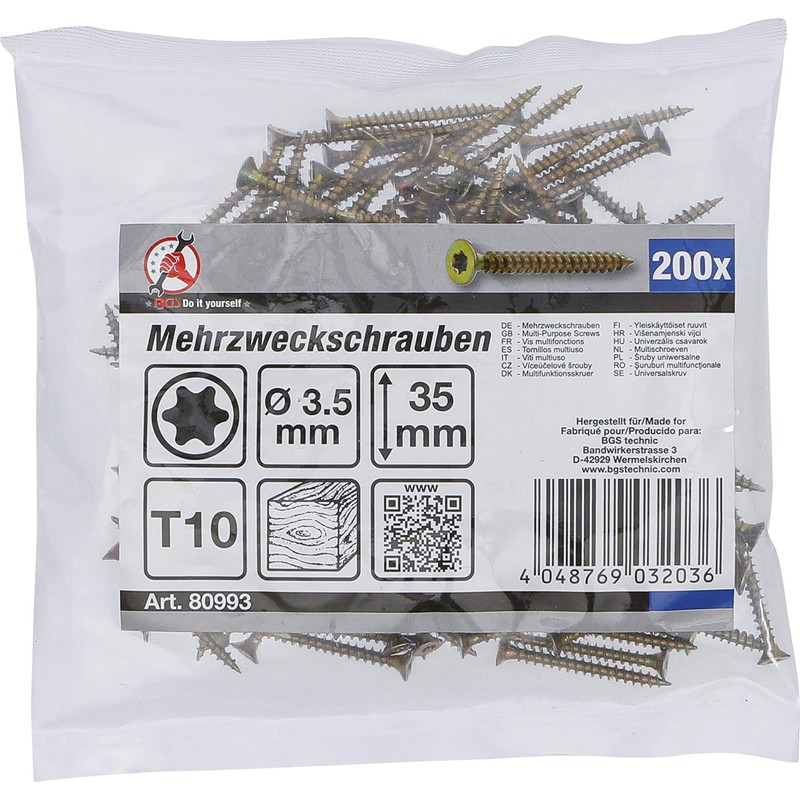BGS Diy 80993 | Multi-Purpose Screws | T-Star (for Torx)