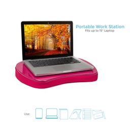 Sofia + Sam Mini Lap Desk Bed Table with Memory Foam - Pink - Work from Home - Laptop Lap Tray Desk - Travel Portable Desk - Great for Reading Writing Coloring on Bed Couch - Handle
