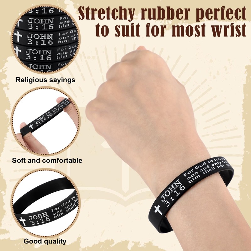 Anglechic 100 Pcs John 3: 16 Silicone Wristbands Bible Verse