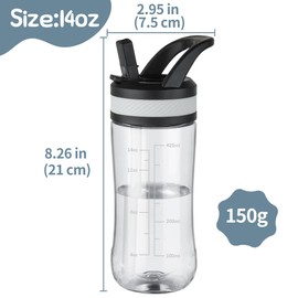 Edmyre Kids Clear Water Bottle 14oz Flip with Straw Carry Handle, Leakproof, Reusable, Tritan, BPA Free, Suitable for Boys and Girls, Clear