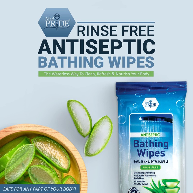 MED PRIDE Hospital Wipes for Bathing, Waterless Rinse Free Bath