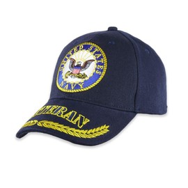 USN - Gorra de béisbol con correa ajustable para hombres y mujeres, con licencia oficial, para hombres y mujeres, gorra de béisbol bordada con veteranos de USN, letras bellamente cosidas en la parte delantera y trasera (azul marino), Azul marino, Talla ú
