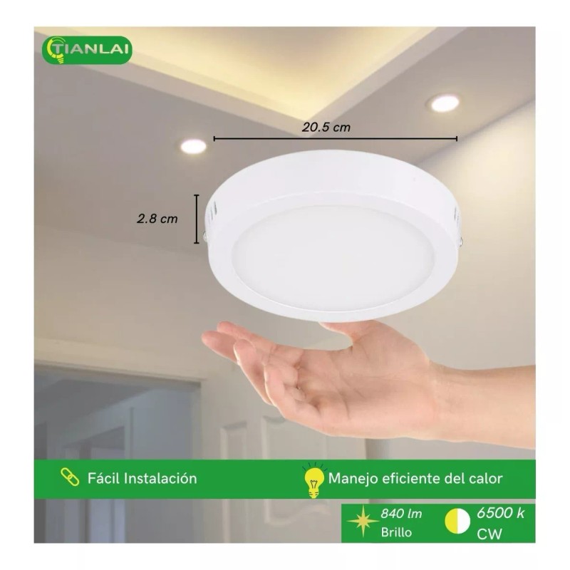 Tianlai Lampara Led De Sobreponer 18w Plafón Pack 10 Piezas