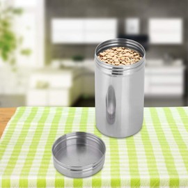 Sealed Container, 304 Stainless Steel Sealed Storage Jar Portable Tea Coffee Beans Container Large for travel outdoor camping(Large (14.4x10.6x1in))