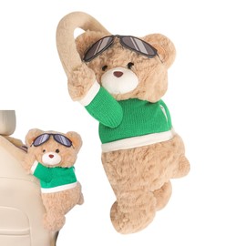 Tissue Holder for Car - Bear Plush Car Tissue Container Boxes | Paper Dispenser Organizer Space Saving for Birthday Kids Seat Back Sedan Truck Travel Bathroom