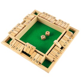 Bubuny Shut The Box Game, Wooden Board Game with 2 Dice, Dice Game, Math Educational Toy for Children and Adults, 4 Players Dice Board for Family, Travel Games, Pub Games