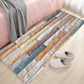 Non-Skid Low Pile Sponge Foam Door Entry Rug for Bathroom Mat,Separate Tub Shower Skid Proof Rugs, Home 3D Optical Illusion Rug Non Slip Bath Mats 47 x 17.5 inches