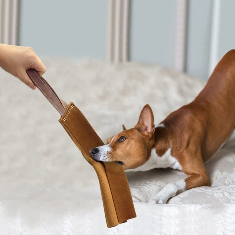 DONGKER Dog Bite Rag, 15.7" Soft Leather Bite Rag with