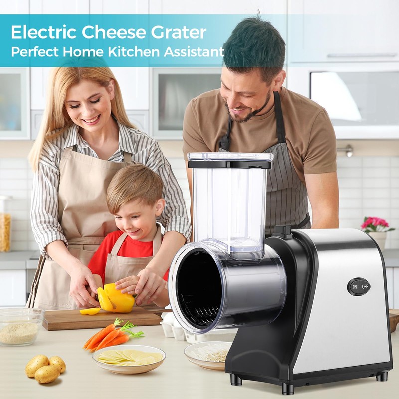 Electric Cheese Grater, 5-in-1 Vegetable Slicer & Salad Maker with