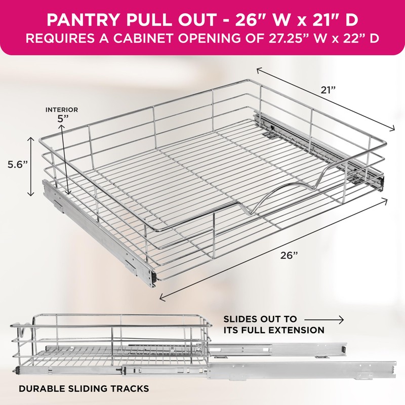 HOLDN’ STORAGE Heavy-Duty Premium Collection Pull Out Cabinet Organizer, Cabinet
