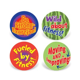 Physical Activity Stickers | 200 Incentives and Rewards for Schools, Health Fairs | 2" Diameter, 4 Designs, 200 Stickers per roll