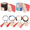 Faccito 12 Pcs Inspirational Keychain Bracelet with Tassel Beaded Motivational
