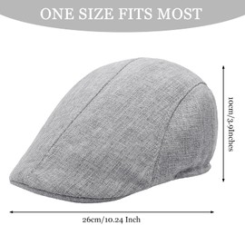Mens Flat Caps, Beret Irish Forward Cap, Casual Trend Linen Duckbill Hat (Light Gray)
