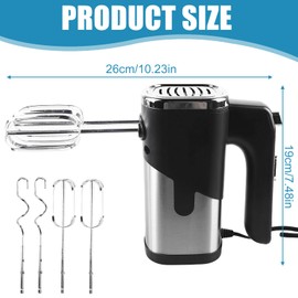 Hand Mixer, 800 W Electric Hand Mixer, Mixer Hand Stirrer with 4 x Stainless Steel Accessories, 5 Adjustment Levels, Stainless Steel Kneader Hand Mixer, Mixer, Hand Mixer, Kitchen Mixer, Hand Stirrer
