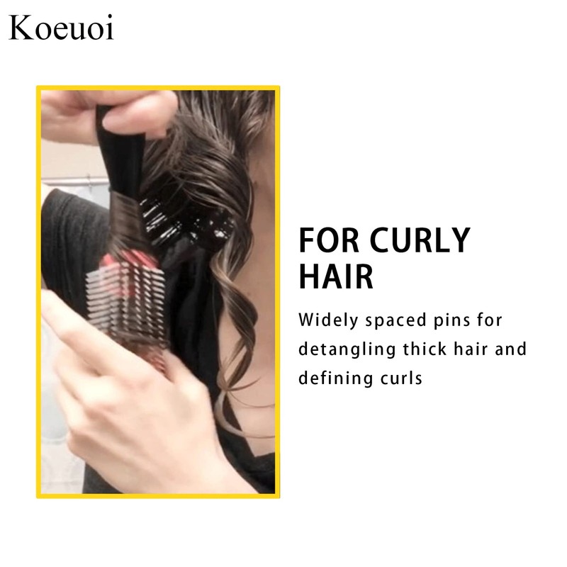 Koeuoi Classic Styling Curly Hair Brush. 9 Row Black Brush
