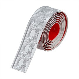 Flexible Wall Trim, 9.9 Feet Self-Adhesive Peel & Stick Molding - Cabinet Border & Mirror Frame Trim for Home Decor (Silver)