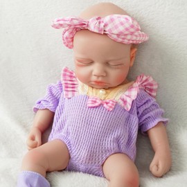 Silicone Reborn Baby Dolls Full Body 12 Inch 1:1 Lifelike Newborn Baby dolls Non Vinyl Realistic Baby doll Washable Silicone Babies Sleeping Reborn baby Interactive Baby doll with Accessories(Ivory)
