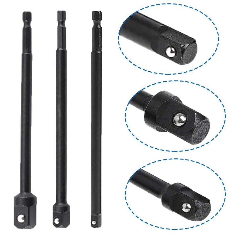 Eyech 3 Pcs Impact Grade Socket Adapter Set 5.9" long,