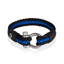 Handmade Twisted Rope Bracelet for Stylish Men| Various Sizes | Blue Color | Silver Shackle S-4-7