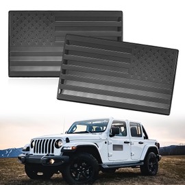 2 Pack Embossed 3D Metal American Flag Emblem Decal Stickers, 5" x 3" Patriotic USA US Flag Car Decals Bumper Stickers USA Bumper Sticker Compatible with Truck, RV, SUV, Motorcycle (Black)