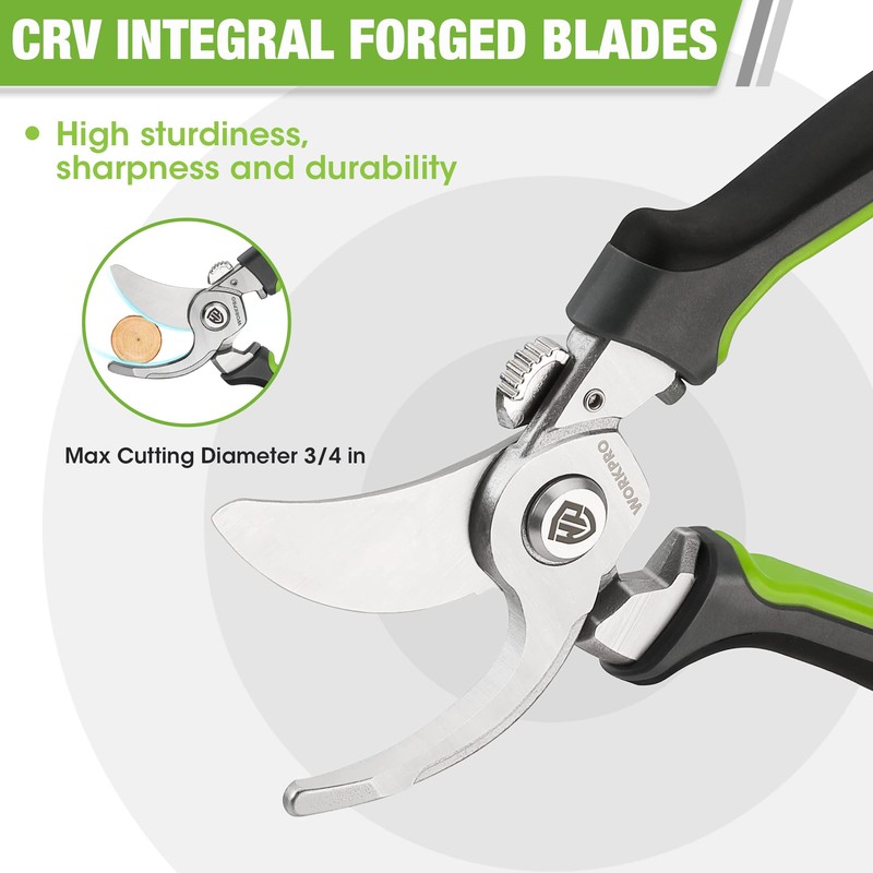 WORKPRO Garden Bypass Pruning Shears, 8.5" Pruning Scissors