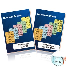 2 Books Double Numbers 1-1000 Numbers 14.8 x 10.5 cm Number Pad A6 Wardrobe Tags with Hole Double Number Pad Number Pads Tombola Loose Tombola Numbered Red Orange Yellow Green Blue