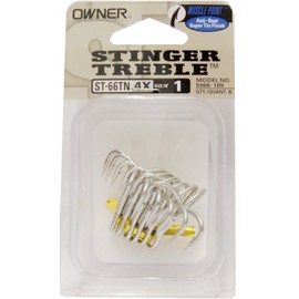 Owner ST-66 Treble Hooks, Catfish Triplets, Sea Triplets, Predator Triplets, Fishing Hooks for Catfish Fishing & Sea Fishing, Size/Package Contents: Size 1/6 Pieces