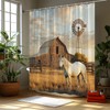 FAXTOZ Fall Horse Shower Curtain Rustic Farm Animal Retro Barn