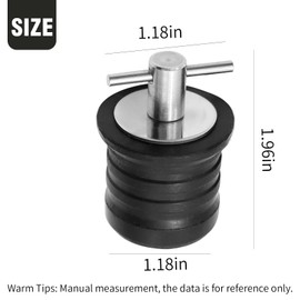 Anxingo 2 Pcs 1-1/4 Inch T-Handle Drain Plug,Twist and Seal Design, Rubber Plug for Boats/Yachts/Kayaks Drain Plug