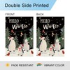 DLZDN Hello Winter Penguin Garden Flag 12×18 Inch Double Side