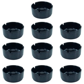 GVK ECO Set of 10 Melamine Ashtrays Diameter 10 cm Black