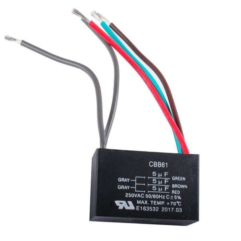 3 Pcs 5 Wire Ceiling Fan CBB61 Capacitor for New