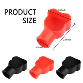 4PCS Battery Terminal Covers,Insulating PVC Battery Terminal Protector,Black&Red Marked Positive and Negative Car/Marine Battery Terminal Cover Kit