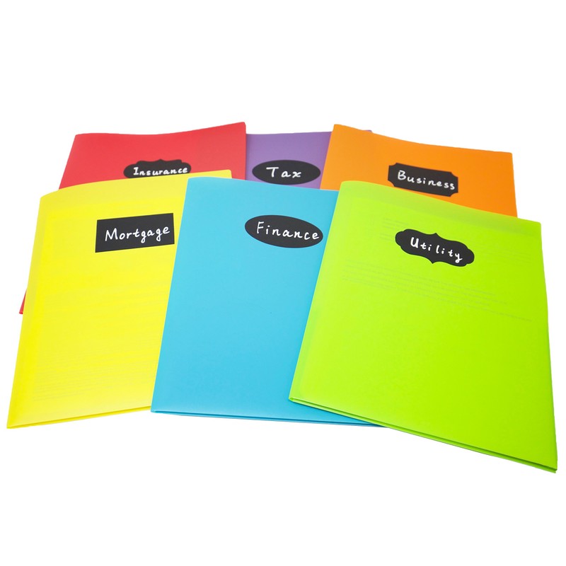 Youngever 6 Pack Heavy Duty Plastic Two Pocket Folders, Rainbow