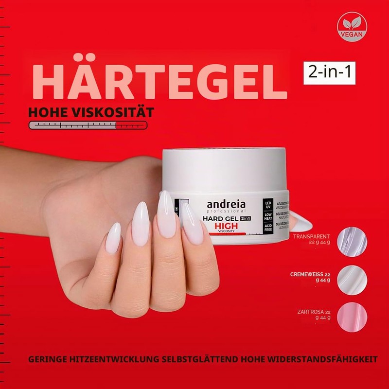 Andreia Professional Hard Nail Gel Two-Phase 2-in-1 LED and UV